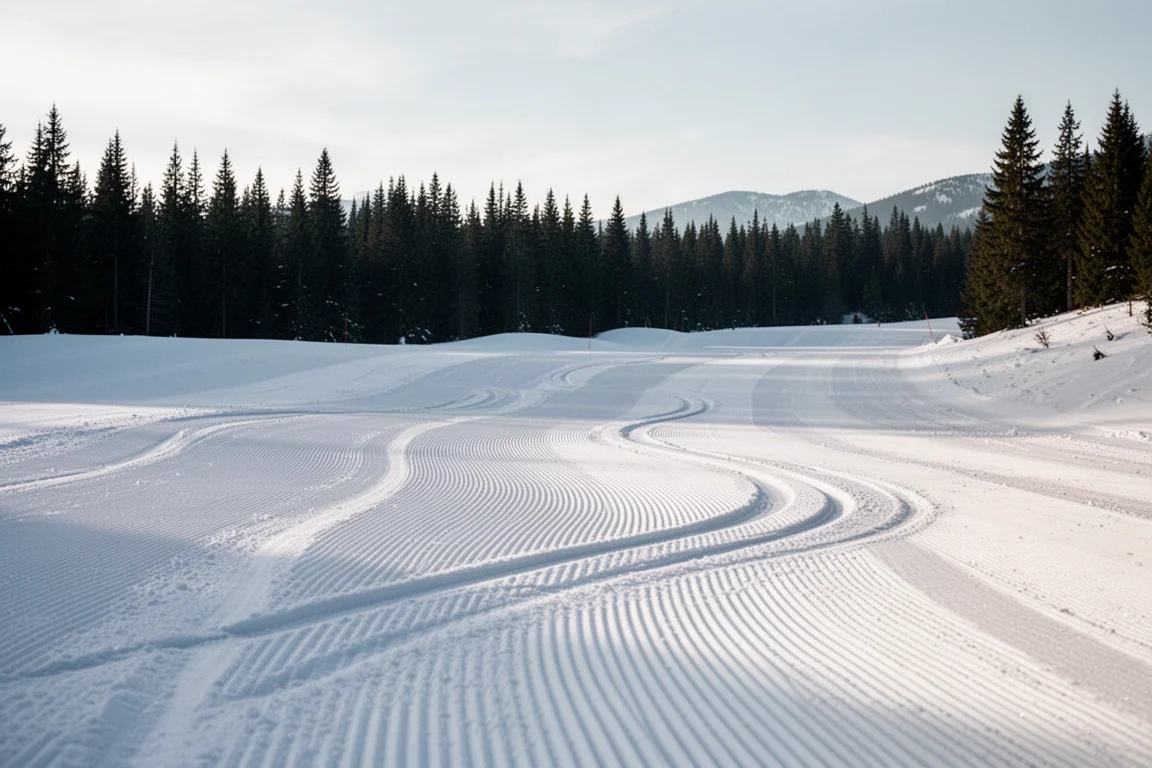 Widok z góry na buty i wiązania snowboardowe na betonowej podłodze