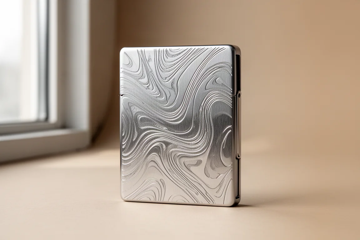 Ridge Laser Etched Damascus Wallet product image