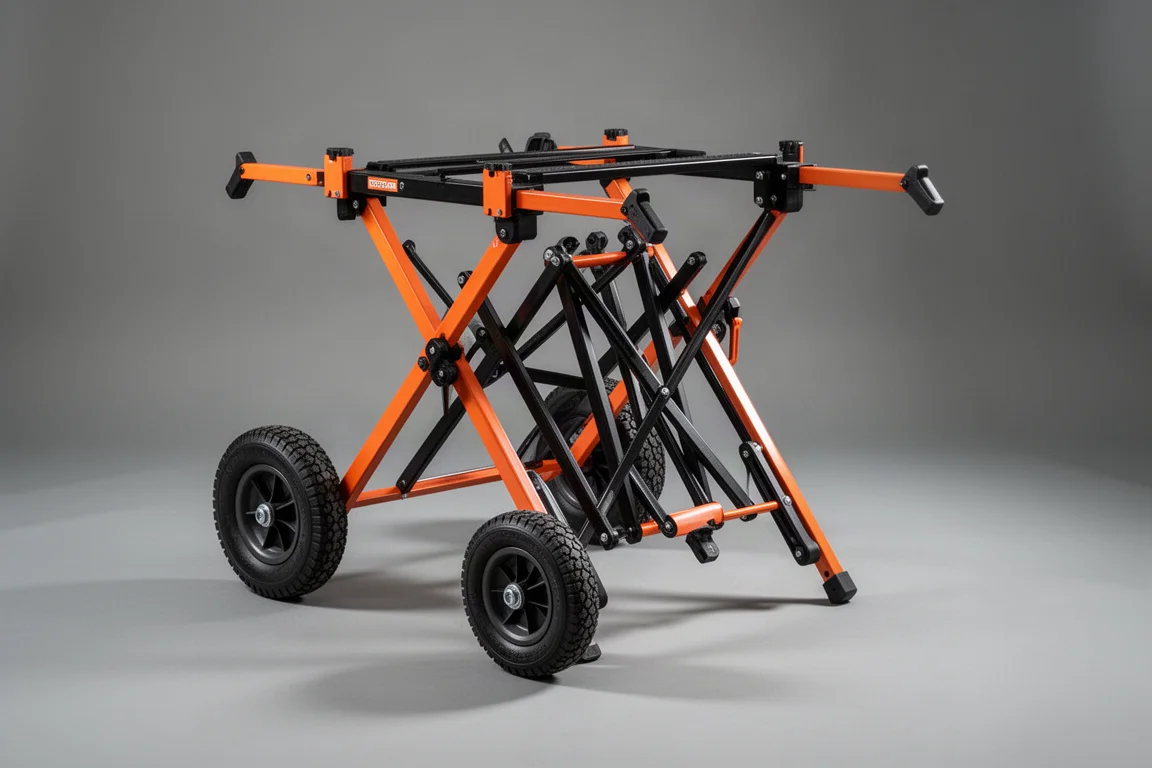 Ridgid Miter Saw Stand with Wheels and 7-1/4 in. Battery-Powered Miter Saw product image