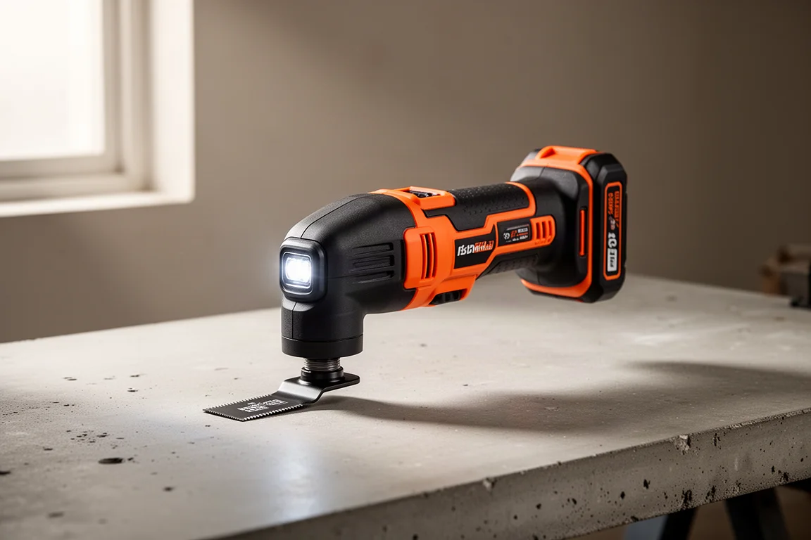 Ridgid PBL MT51 18V oscillating multi-tool on a concrete workbench