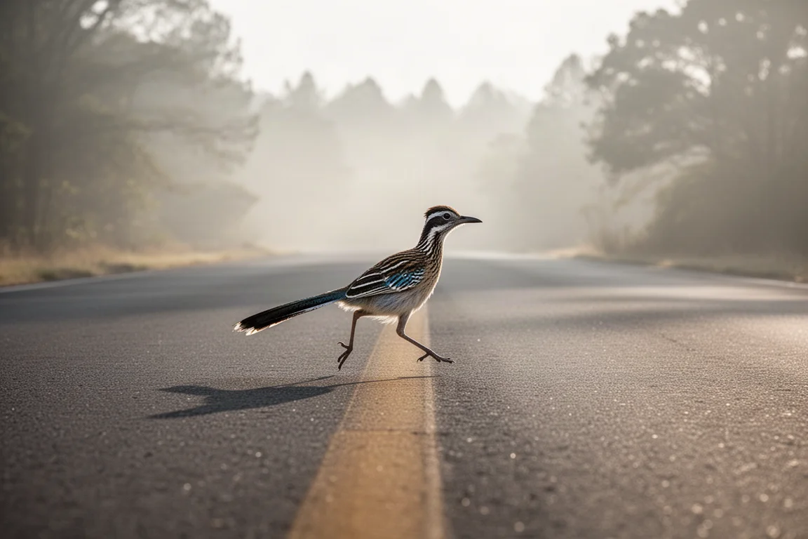 Coureur s'échauffant sur une route bitumée calme à la lumière du petit matin