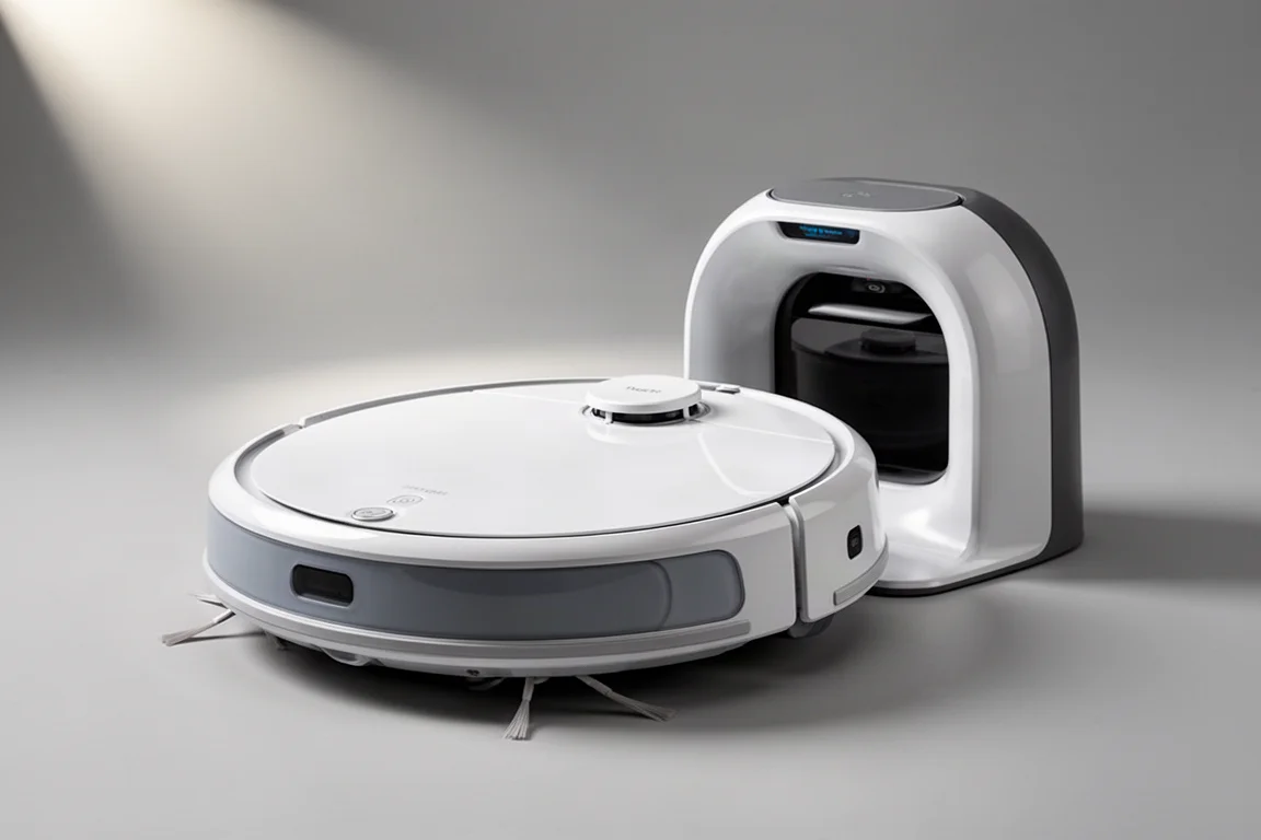 コンクリート表面に置かれたRoborock Q Revo CurveとQ Revo Slimのロボット掃除機