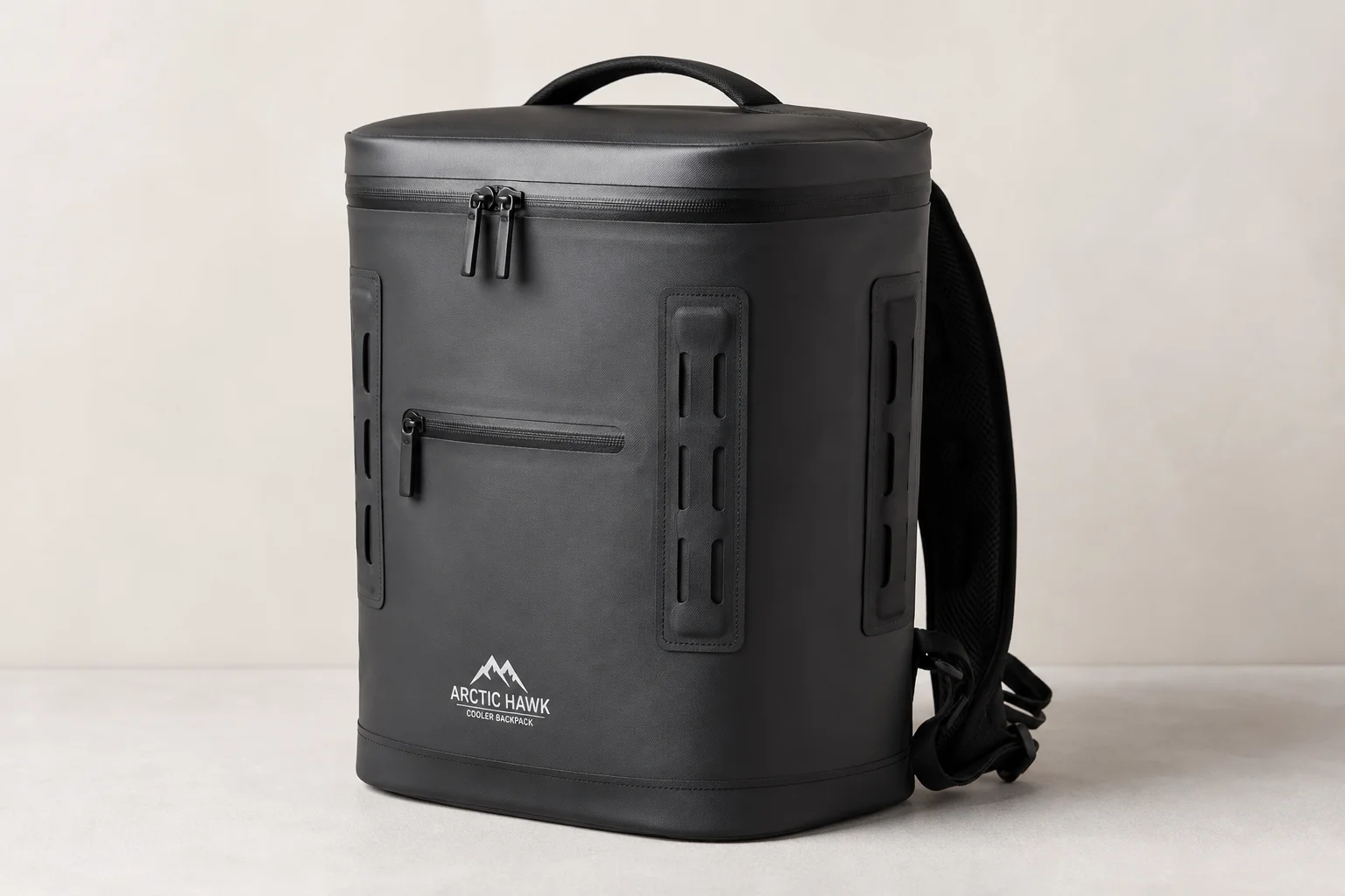 Five backpack coolers displayed on neutral backdrop showing different designs and materials