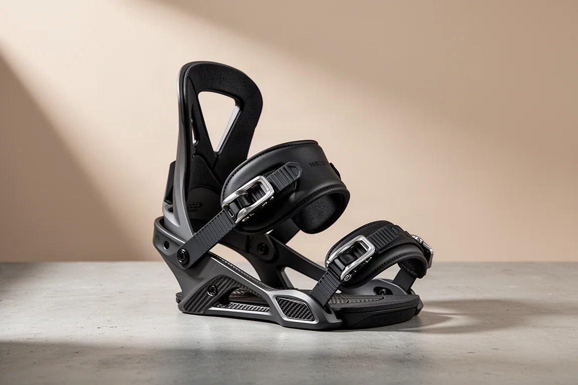 Fixação de snowboard Rome Black Label sobre uma superfície de concreto fosco