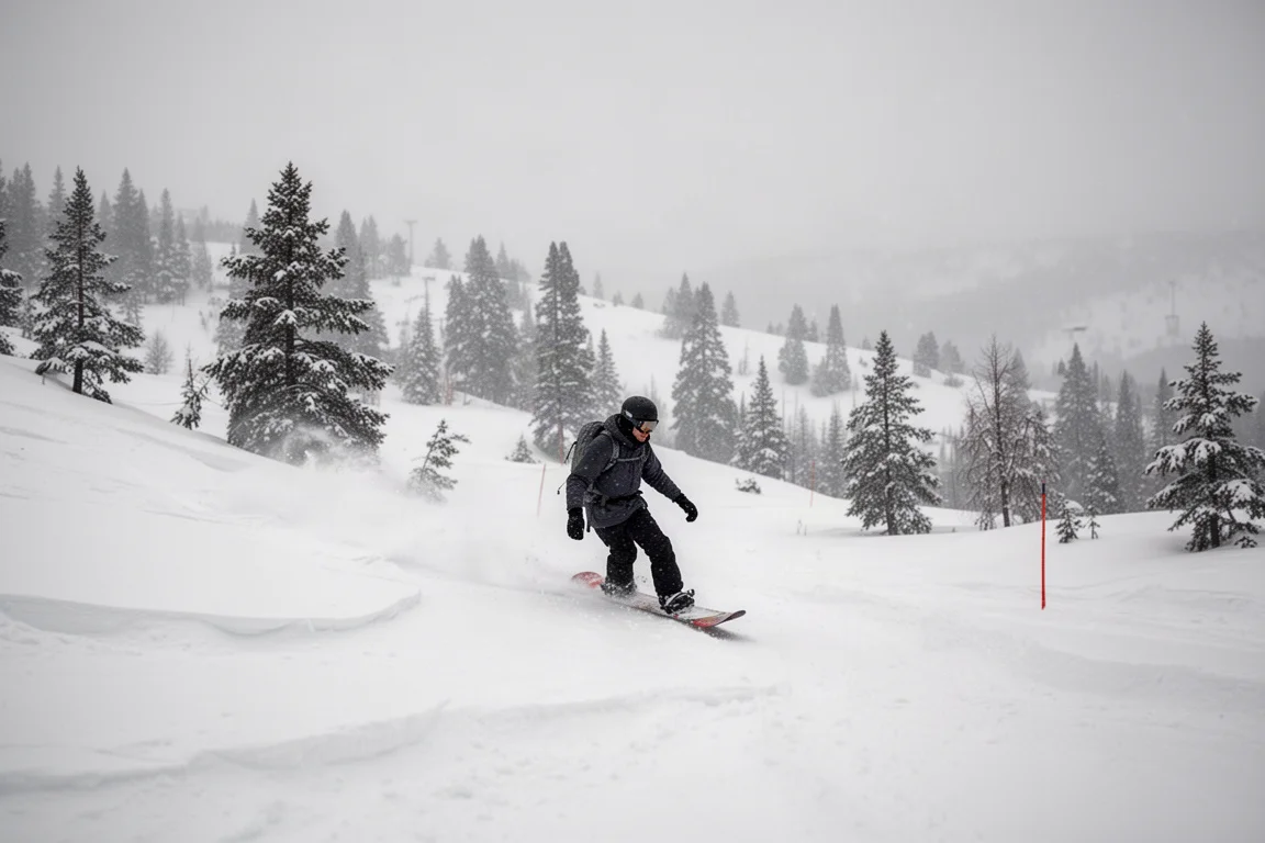 Snowboardeur décollant d'une bosse naturelle de neige en pleine lumière du jour