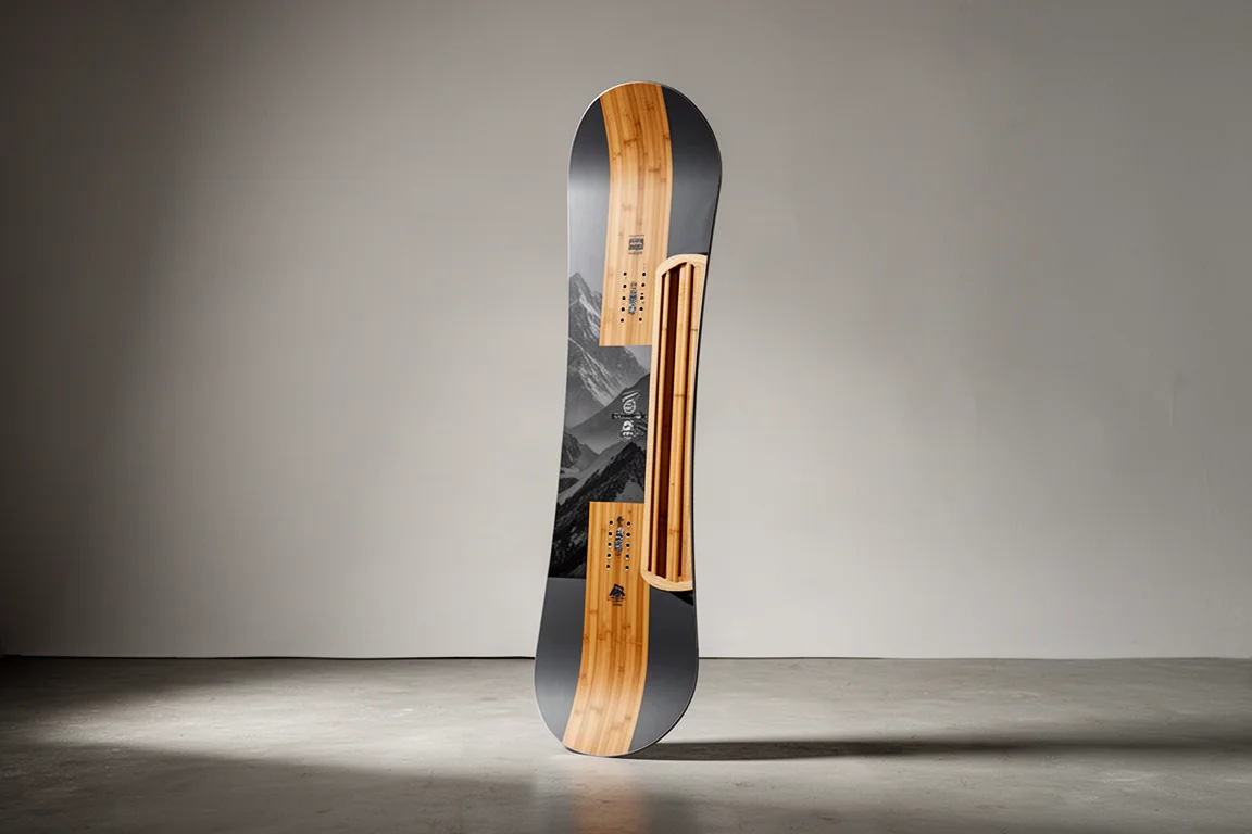 Snowboard all-mountain freestyle Rome Heist su uno sfondo neutro da studio