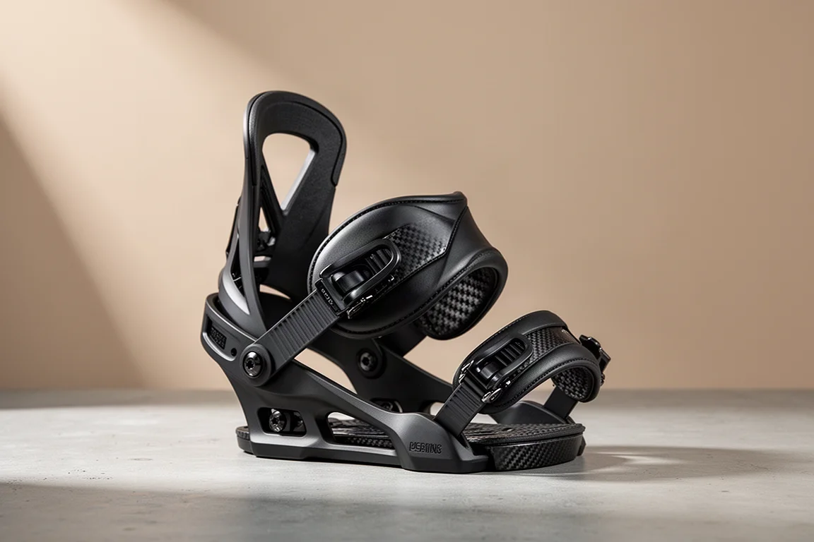 Rome Katana Pro snowboard binding in matte black on a concrete surface
