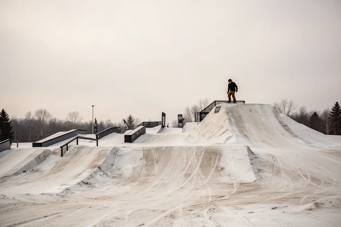 Närbild på en snowboardkant som greppar i packad snö mitt i en carve