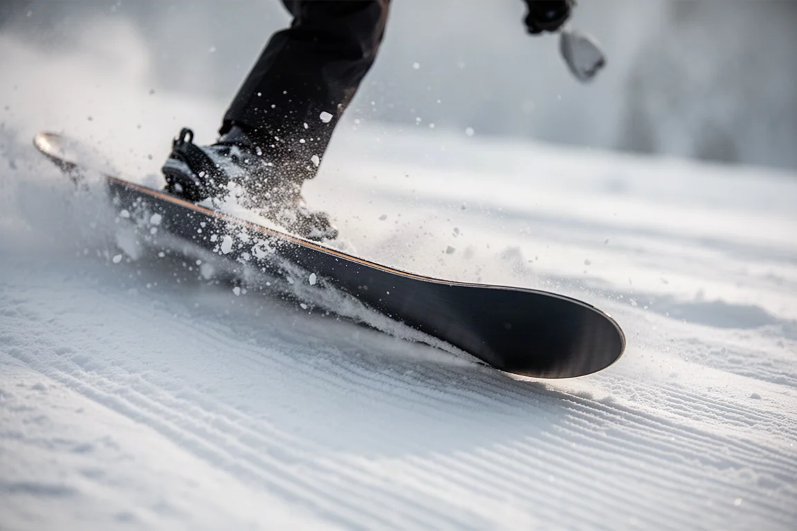 Terrain park med rader av jumps och utslitna landningar under mulen himmel