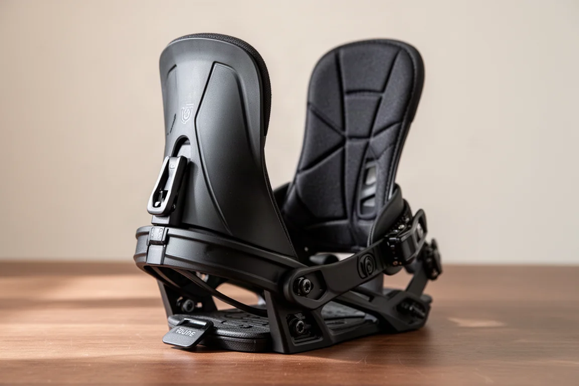 Highback with forward lean flip tab on a snowboard binding