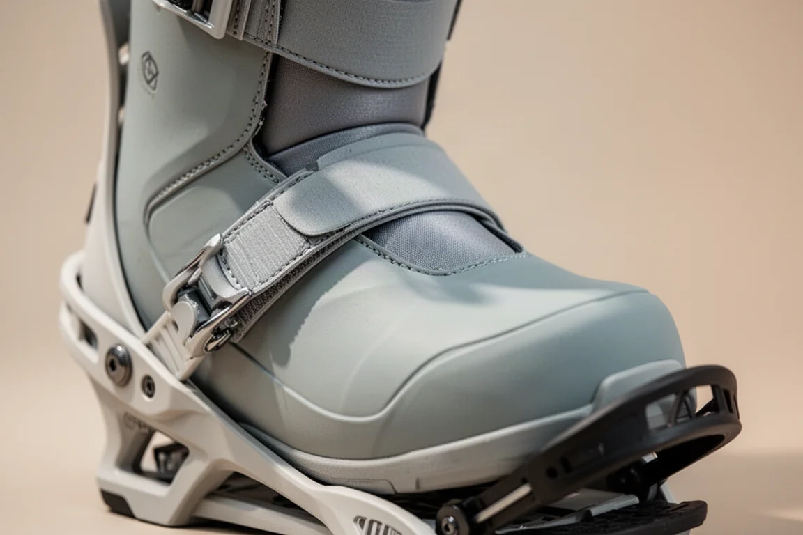 Nahaufnahme eines Boots, das sich in einen minimalistischen Binding-Strap schmiegt