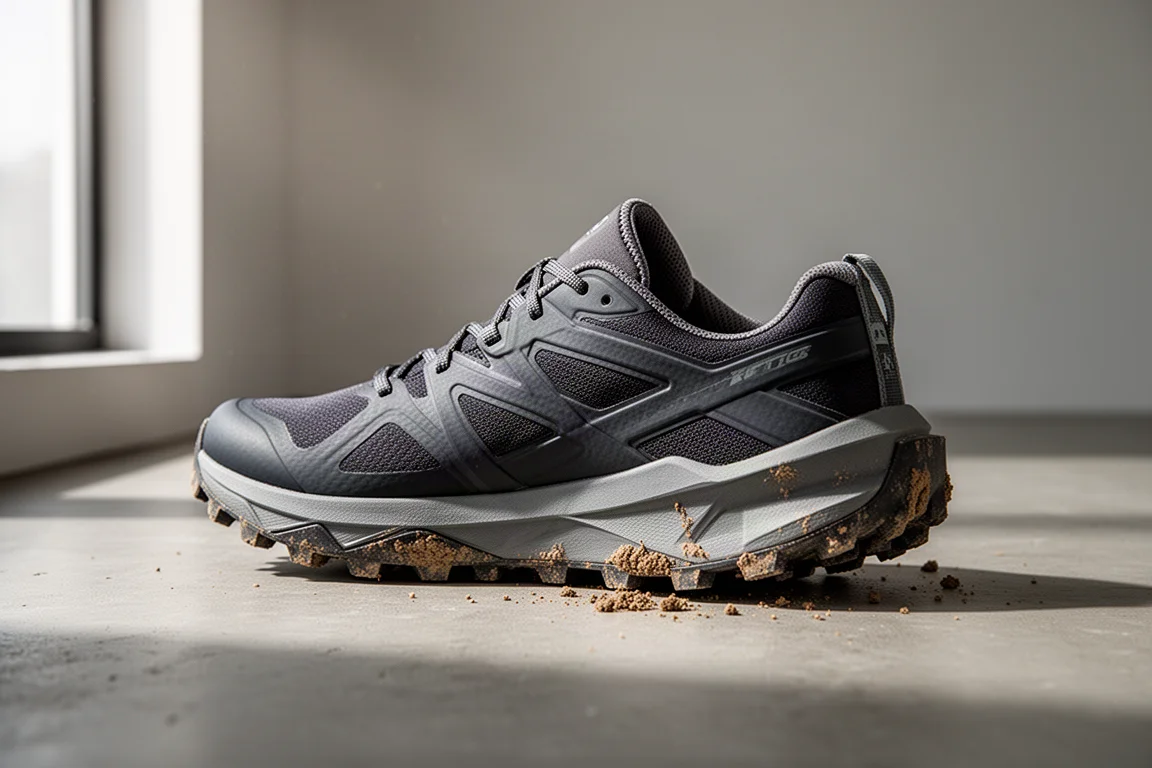 Ronhill Reverence SL trail running shoe at a three-quarter angle on a concrete surface