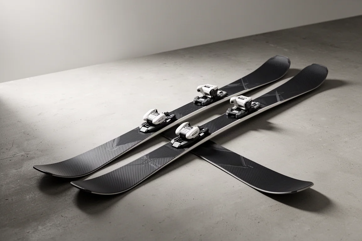 Rossignol Experience 80 Carbon-pistskidor på en matt betongyta