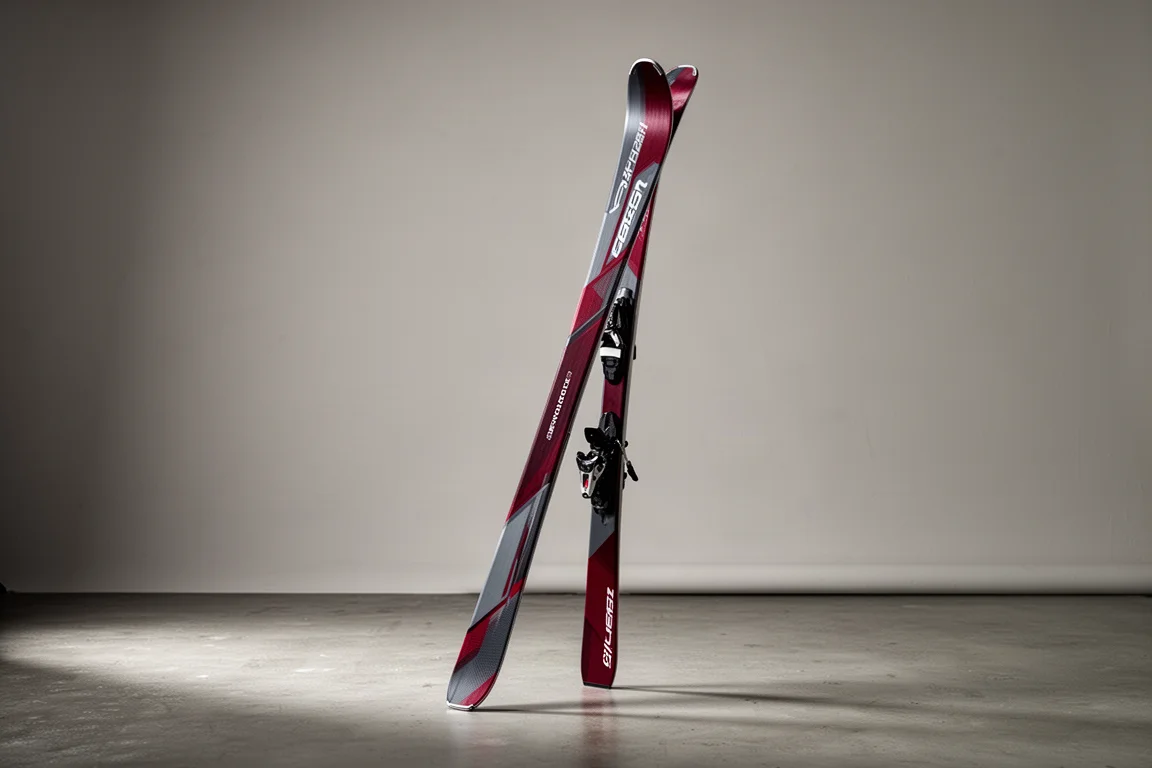 ニュートラルなスタジオ背景に置かれたRossignol Hero Master Short Turnスラロームレーススキー