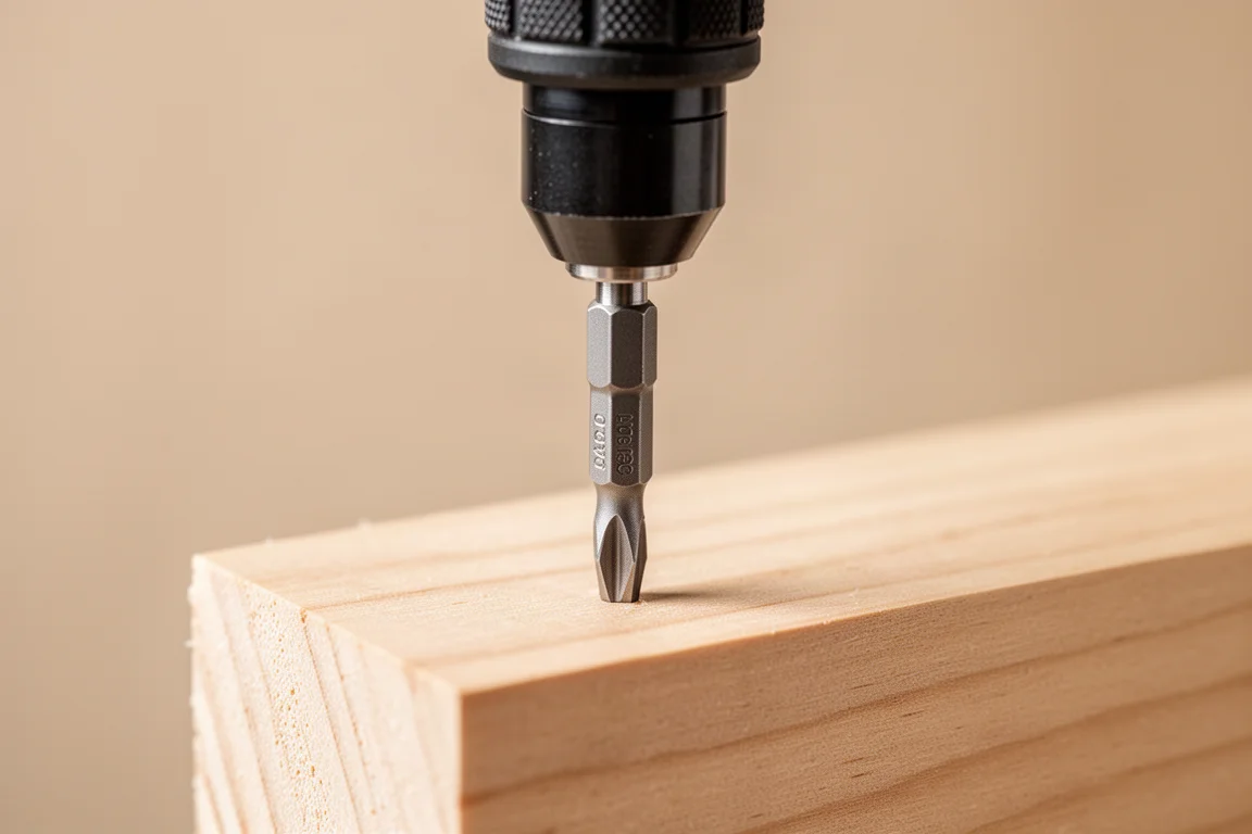 Multitool bit driver holding a double-sided bit in line with the handle