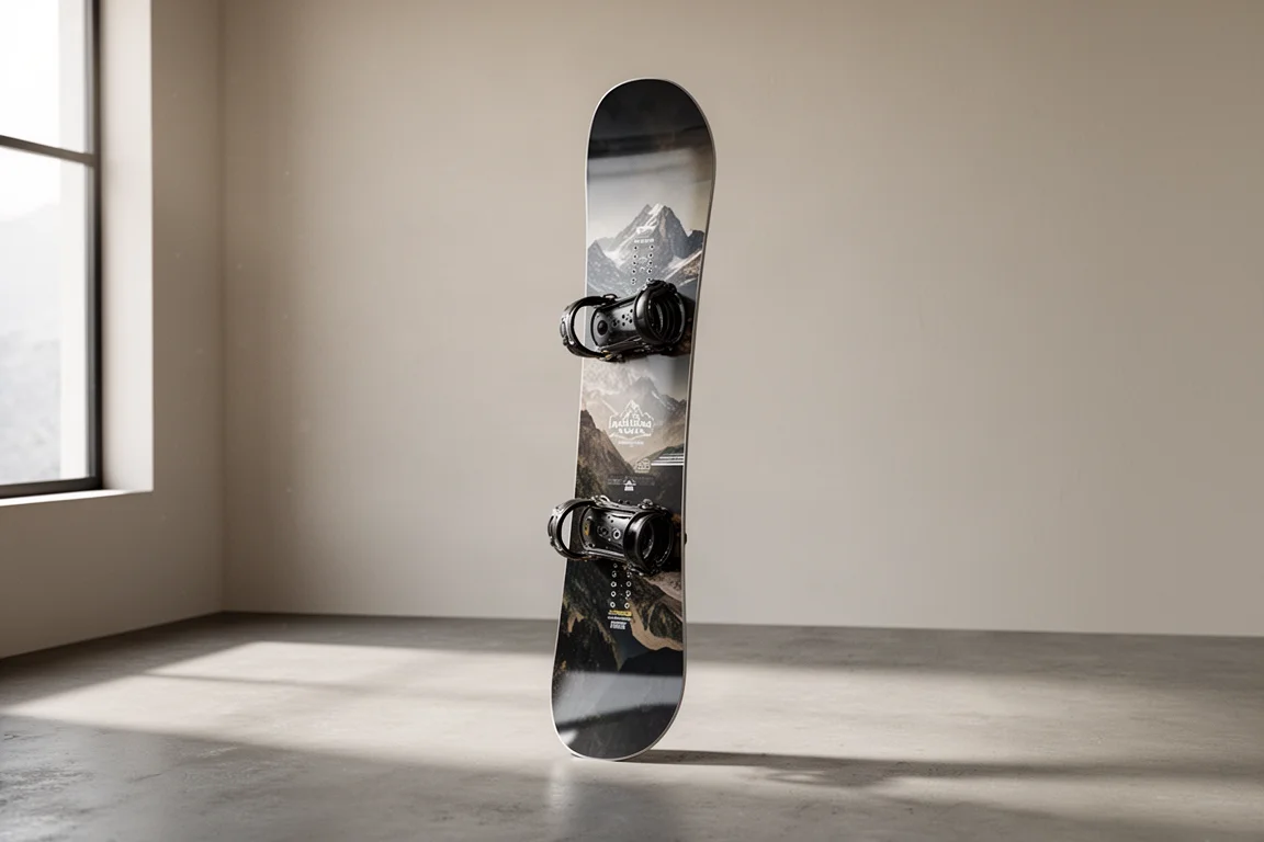 Roxy XOXO freestyle all-mountain snowboard standing upright on a concrete floor