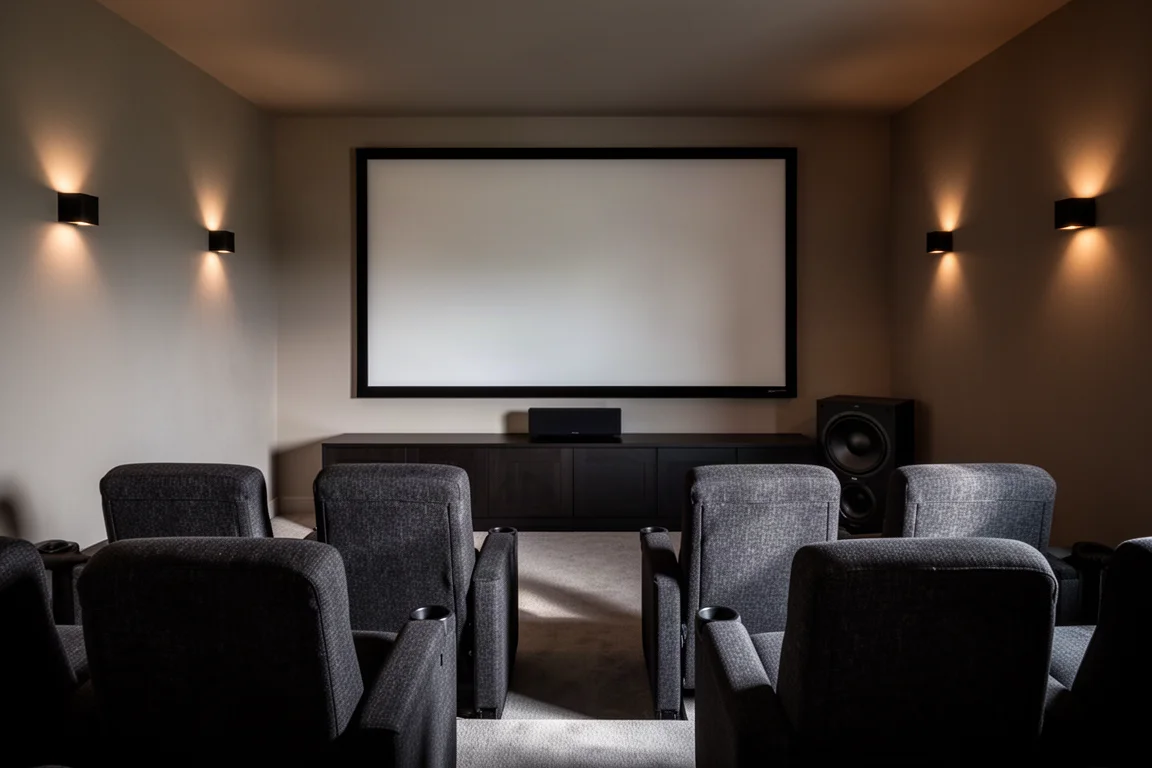 Twee subwoofers in tegenoverliggende hoeken van een woonkamer
