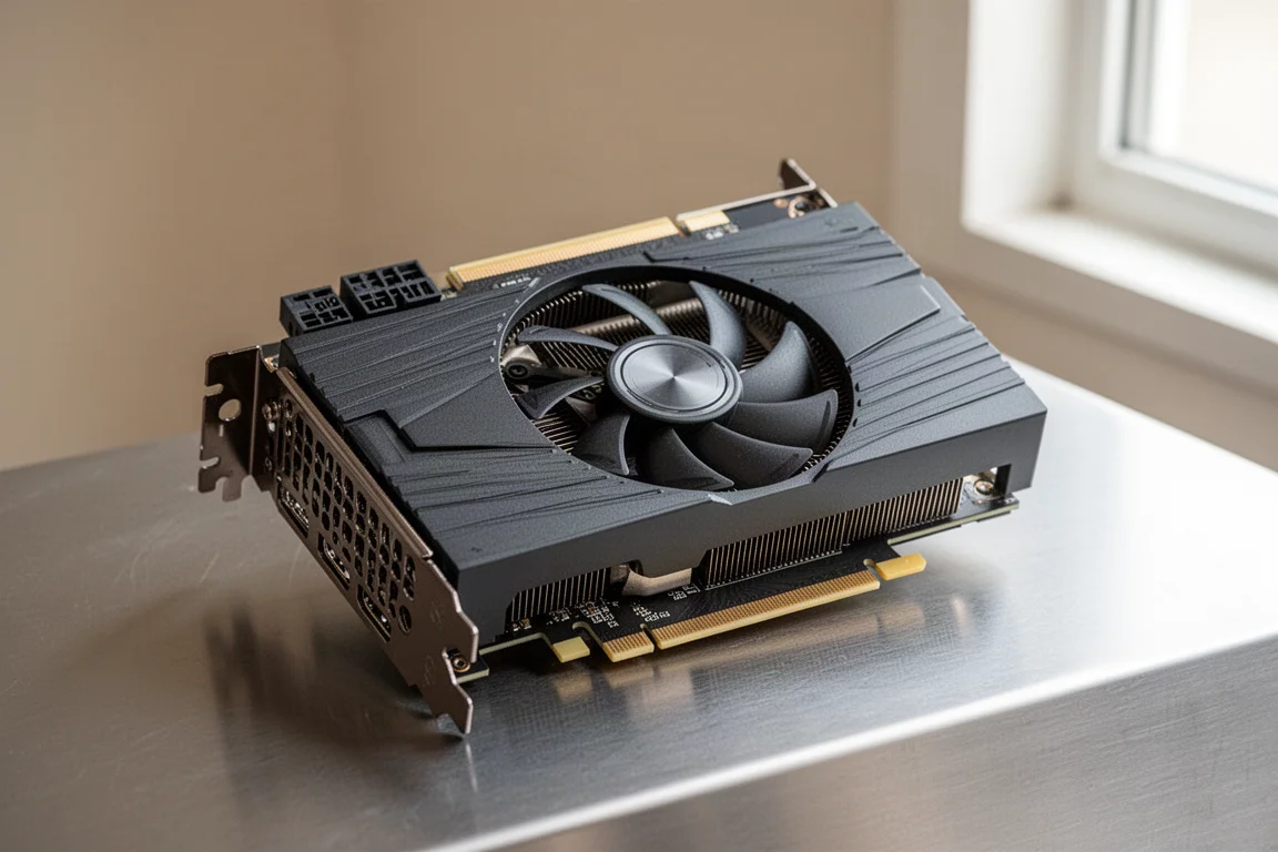 コンクリート面上に置かれたRTX 5060グラフィックスカード搭載のHP EliteDesk 800 G6デスクトップPC