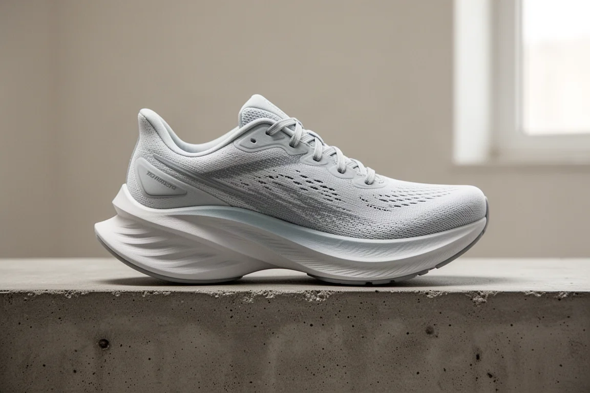 Runner testing shoes for fit on a quiet suburban street