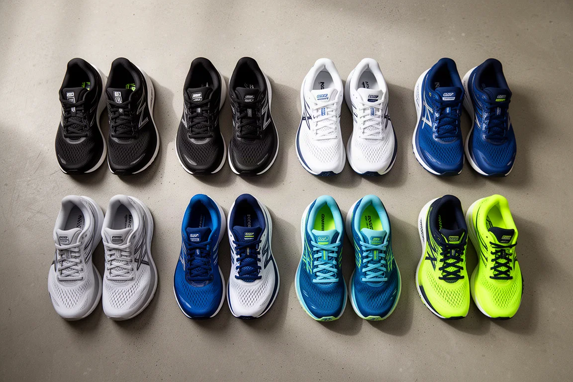 Raster zahlreicher Laufschuhe für einen Gruppenphasen-Vergleich