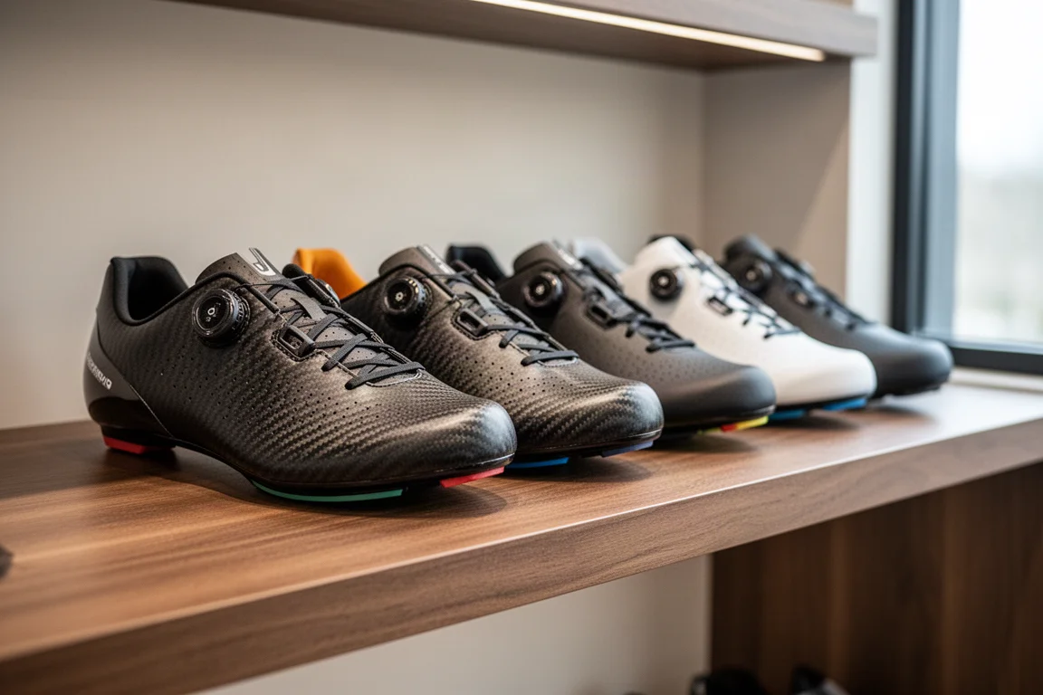 Carbonplatte-Wettkampfschuhe im Verkaufsregal eines Ladens