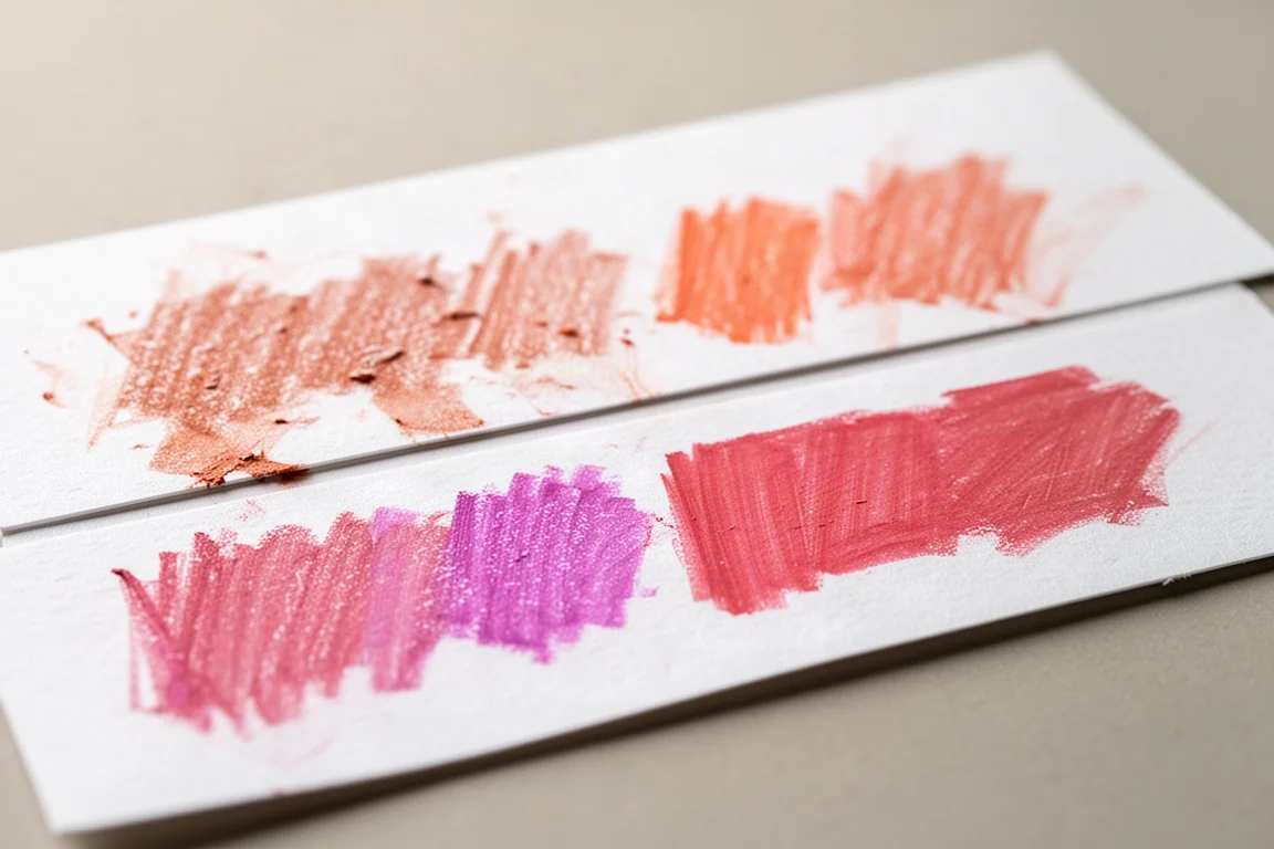 Side-by-side crayon test swatches drawn on white paper