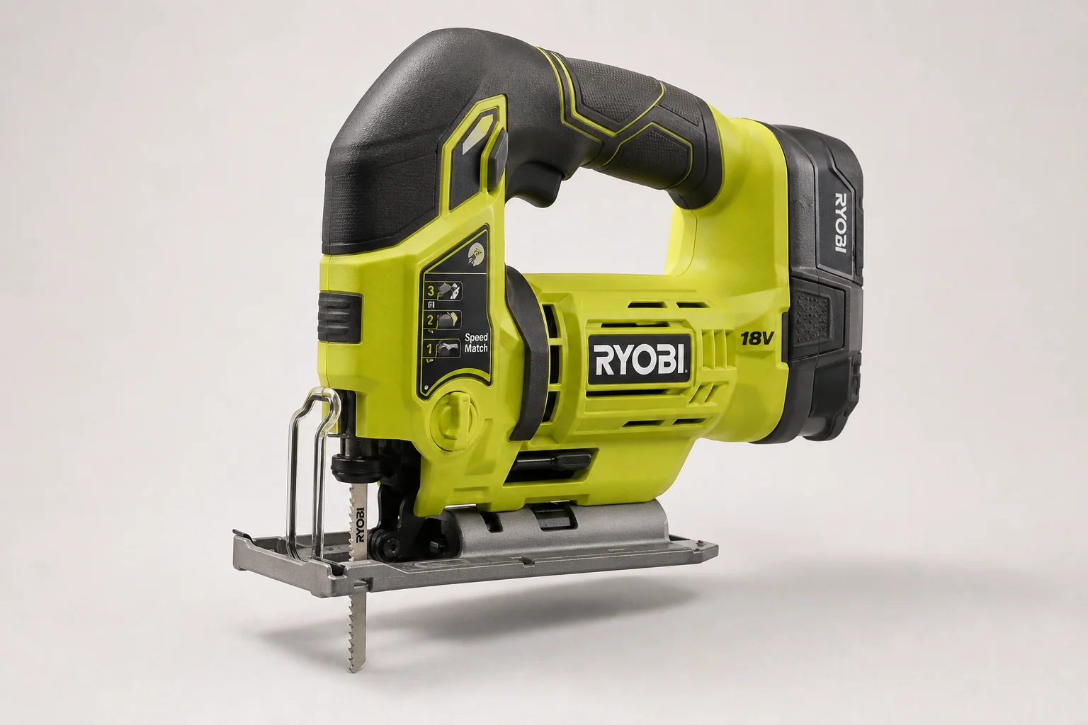 Herramientas inalámbricas Ryobi 18V One+ dispuestas sobre una superficie de hormigón