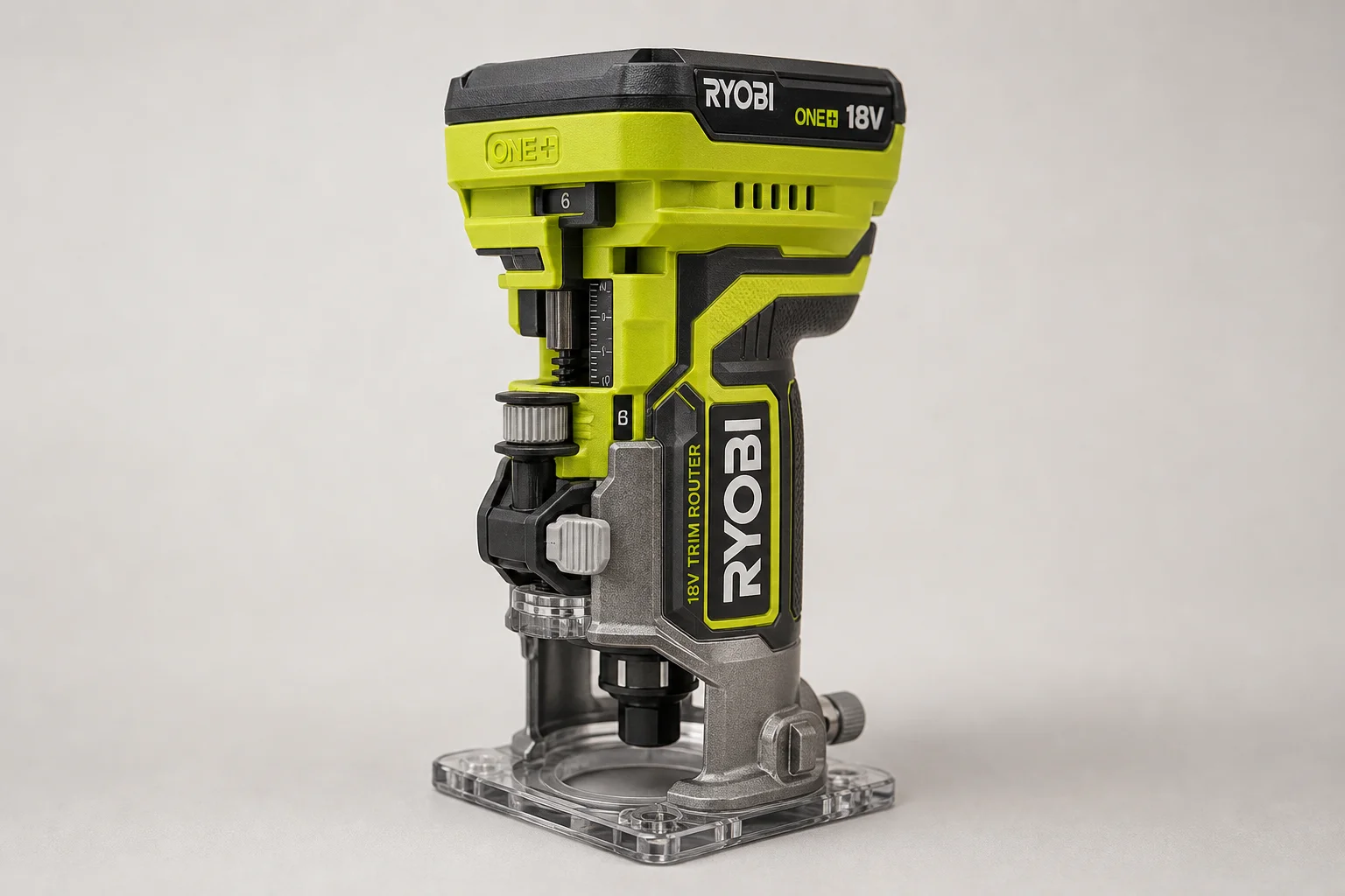 Herramientas inalámbricas Ryobi 18V One+ dispuestas sobre una superficie de hormigón