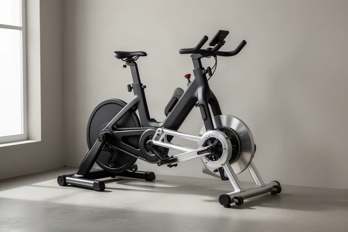 Aluminium-Ruderaufsatz, montiert an einem Smart Trainer in Innenräumen