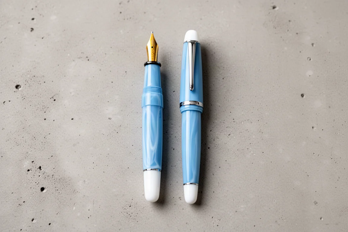 Deux stylos plume de tailles différentes côte à côte pour comparaison