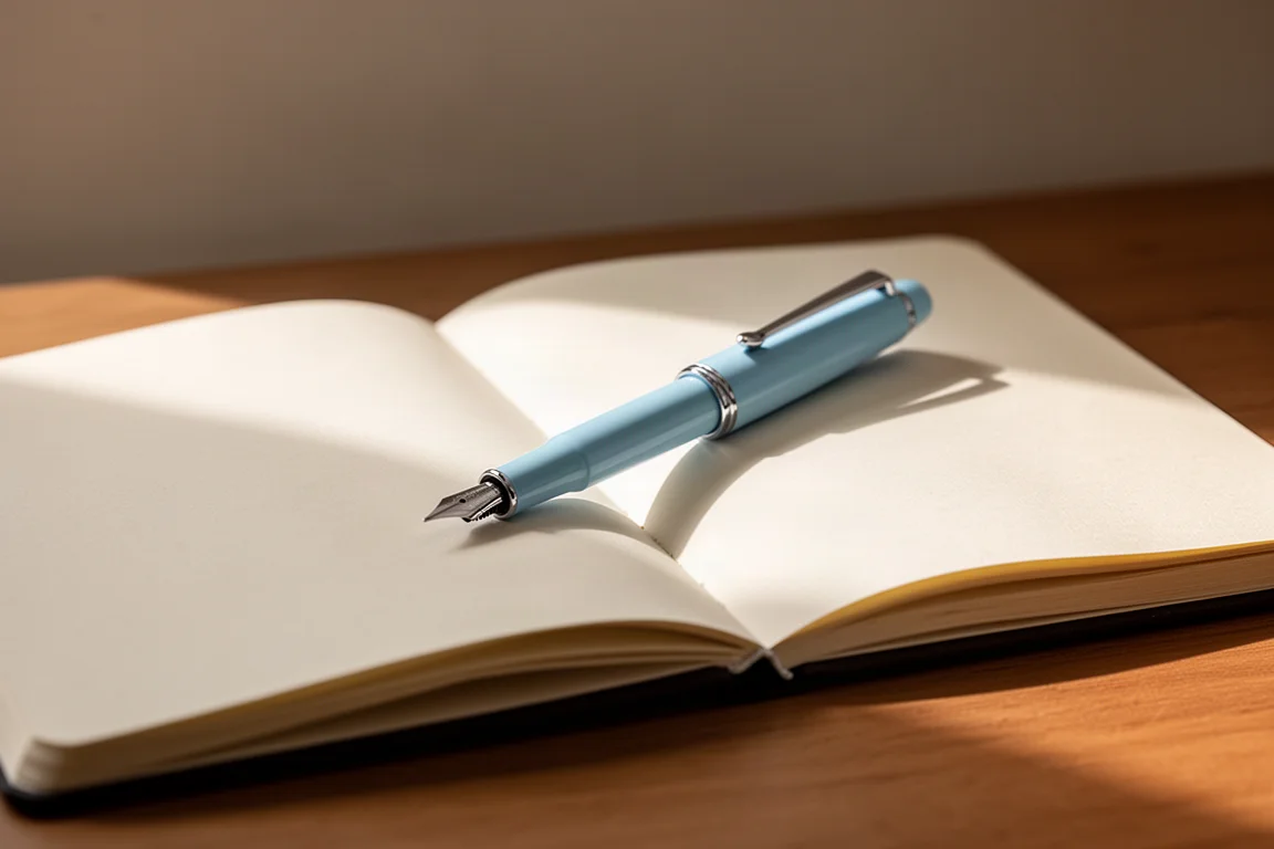 Stylo plume capuchonné sur un carnet pendant une séance d'écriture