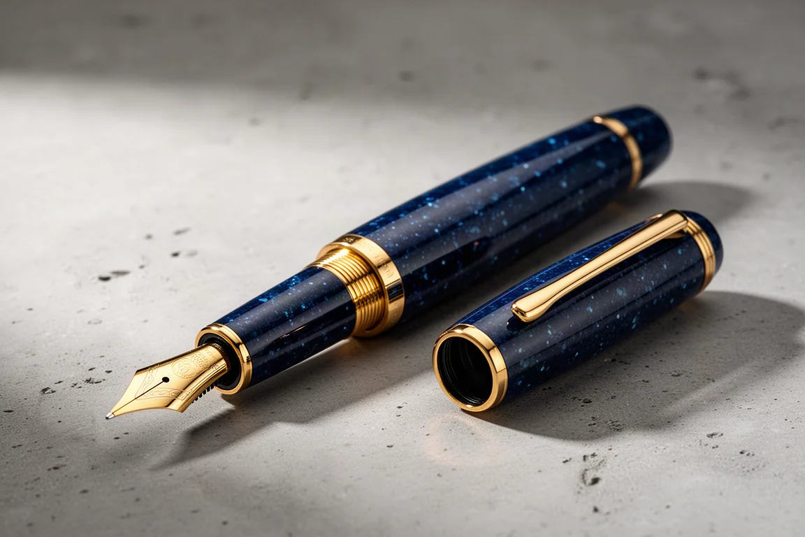 Penna stilo Sailor Pro Gear King of Pen Blue Dawn in blu profondo con dettagli dorati