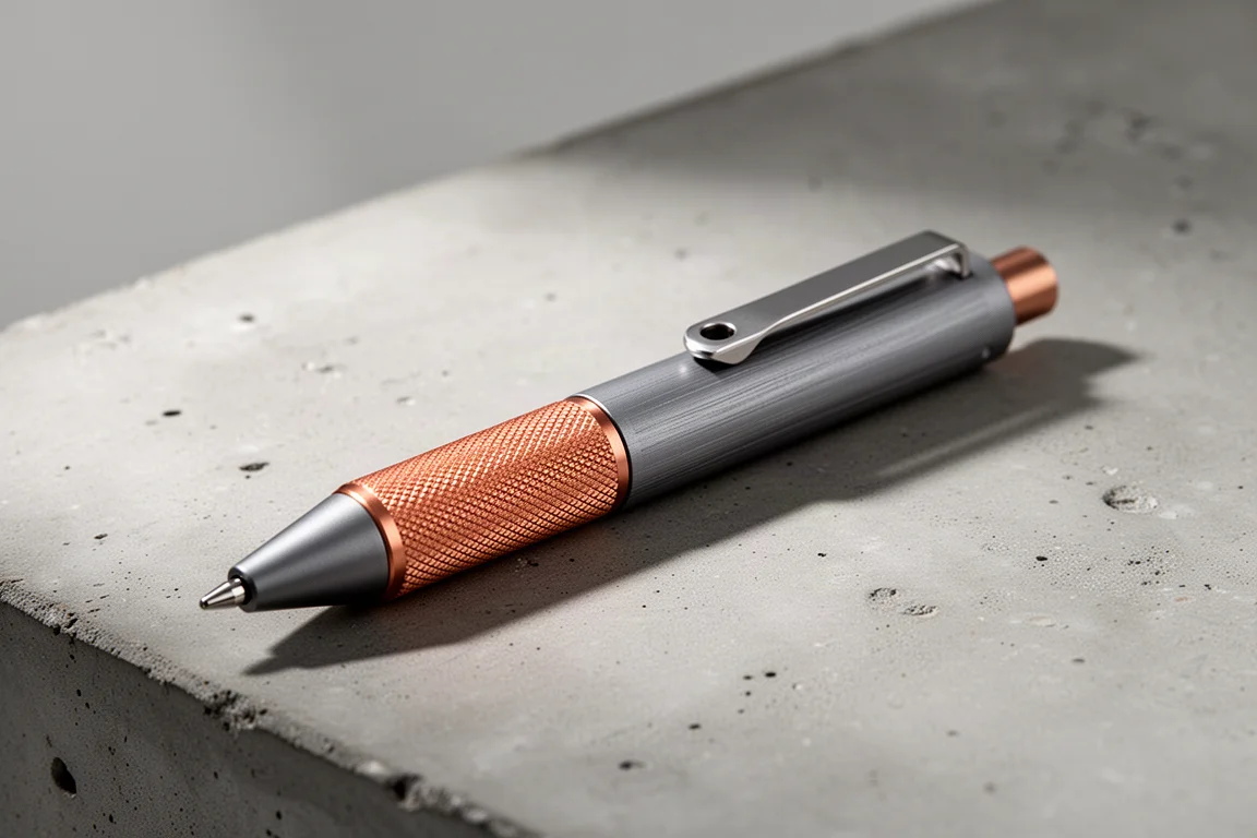 Sakura Craft Lab 004 multi-pen in ash grey on a concrete surface