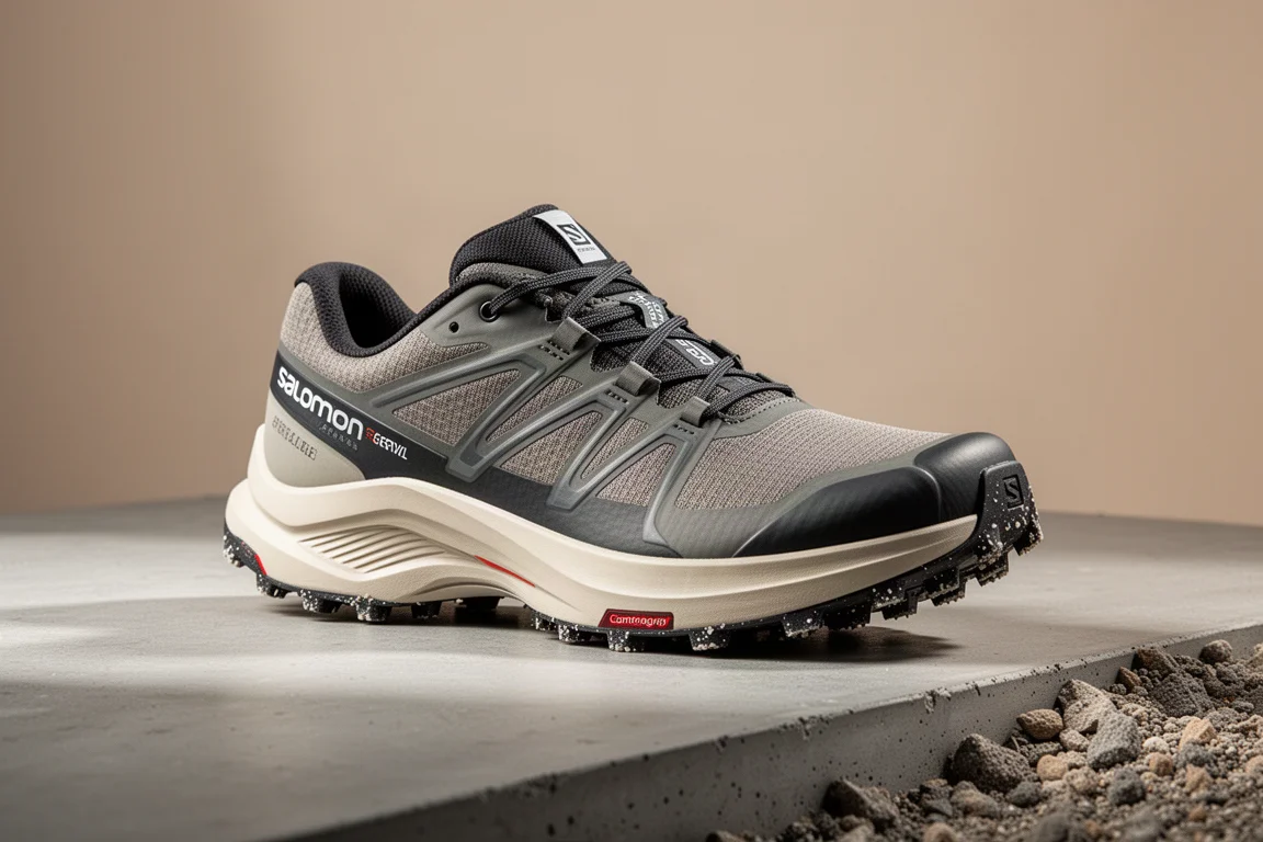 Salomon Aero Glide 3 GRVL 越野跑鞋置於混凝土表面