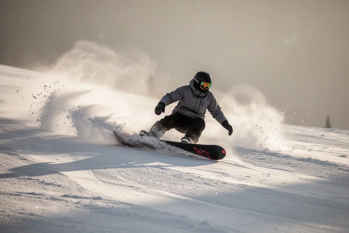 Fahrer nähert sich bei weichem Nachmittagslicht einer Rail im Terrain Park
