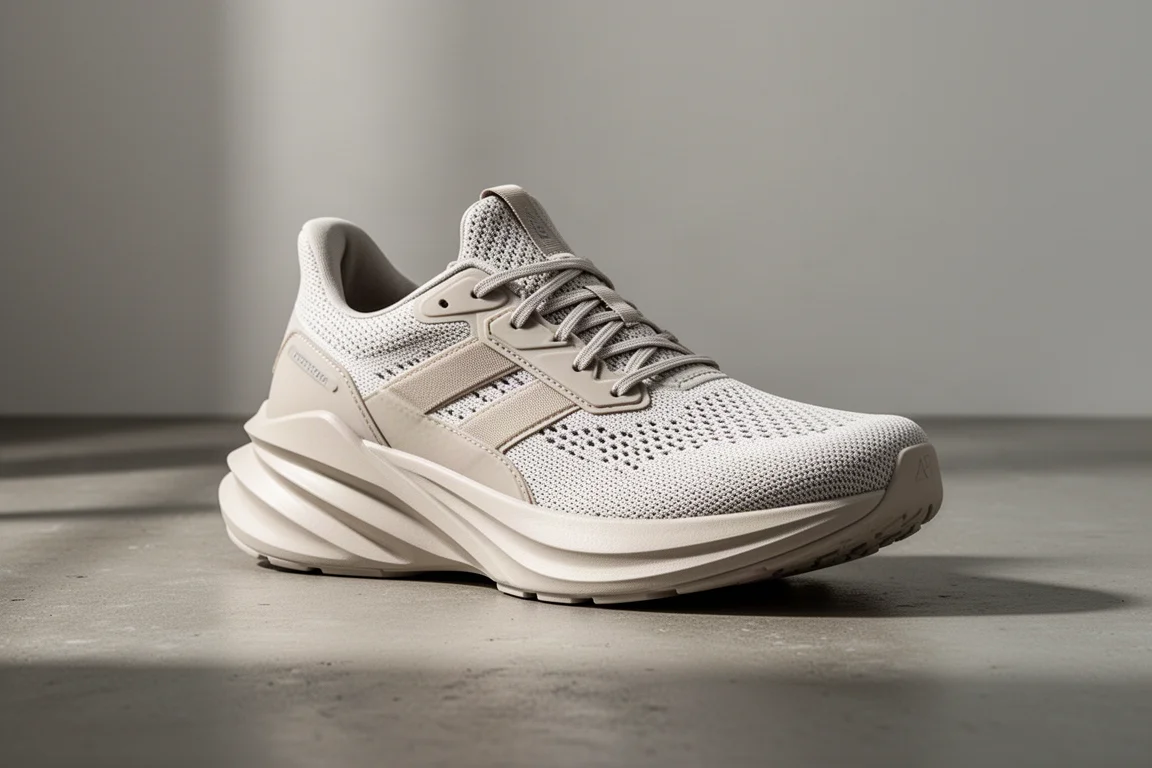 Salomon Glide Max road running shoe with tall foam midsole on concrete