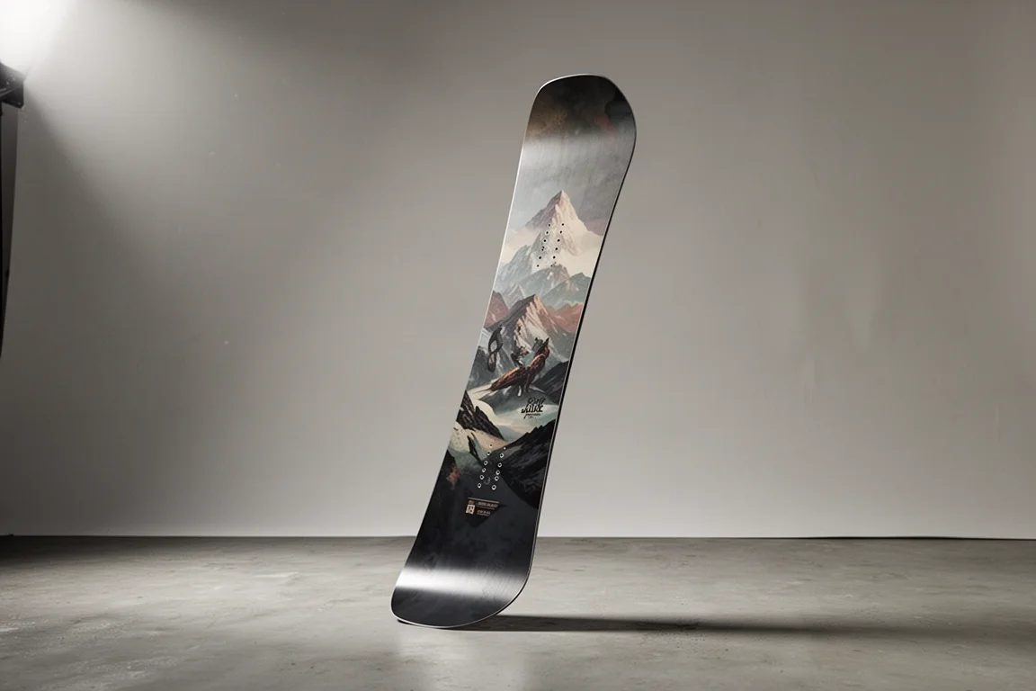 Kierunkowy snowboard Salomon Goop ustawiony pionowo na betonowej powierzchni