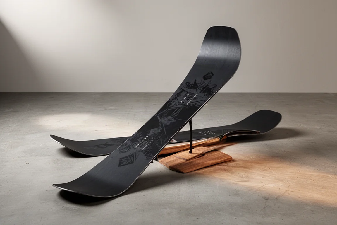 Snowboard freeride Salomon Jetstream posé sur un sol en béton