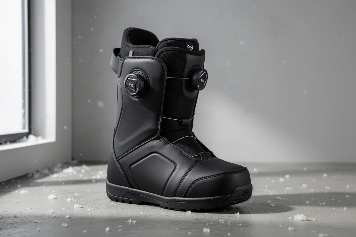 Salomon Launch Boa snowboard boot on a matte concrete surface