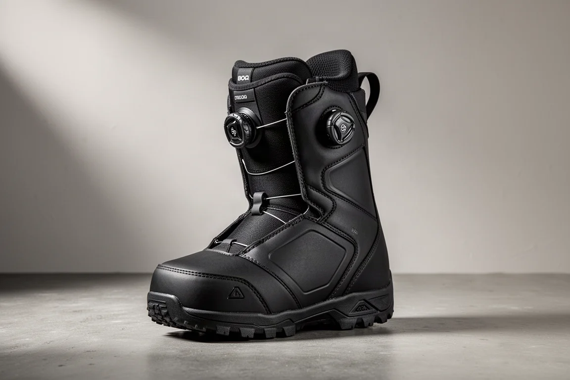 Salomon Malamute Double Boa Snowboardboot mit zwei Drehknopfverschlüssen auf Beton