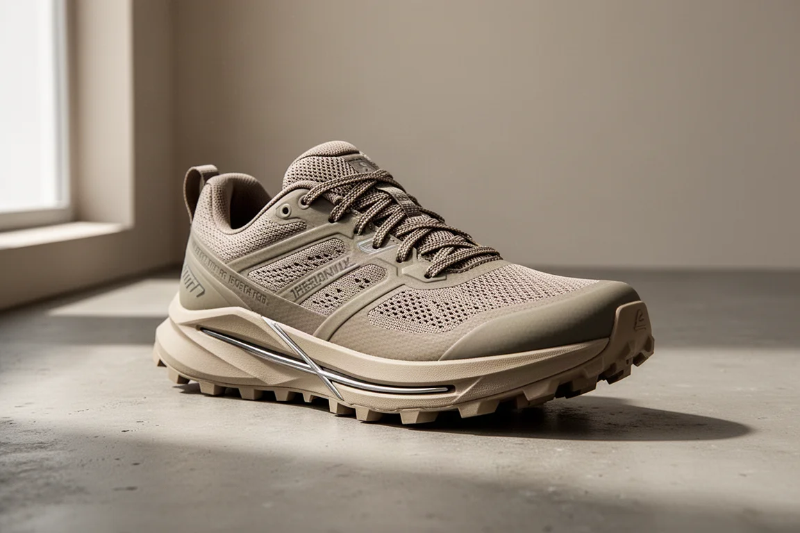 Salomon Pulsar Trail running shoe shown at a three-quarter angle on concrete
