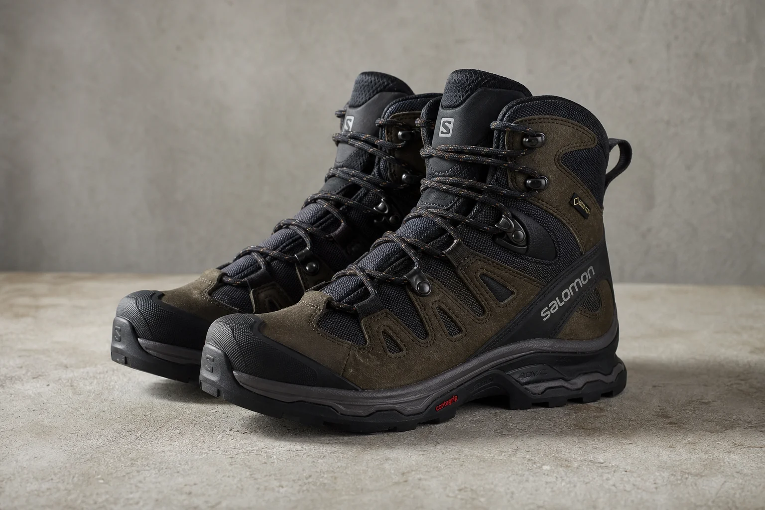 Salomon Quest Element GTX hiking boots on concrete surface