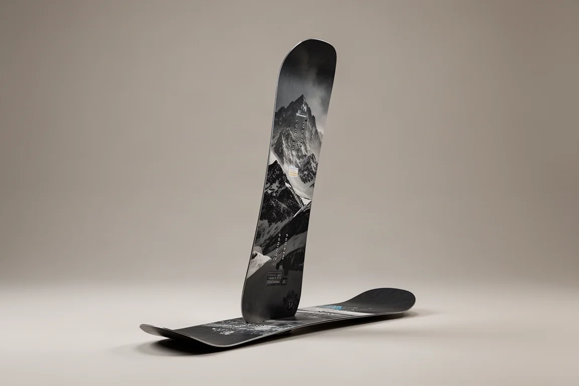 Salomon Sick Stick 全山自由騎乘雪板直立于灰色攝影棚背景前