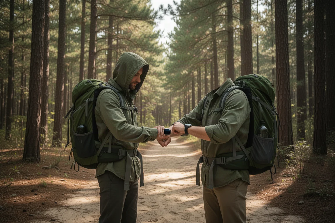 Trail runner su un sentiero nel bosco durante un allenamento mattutino