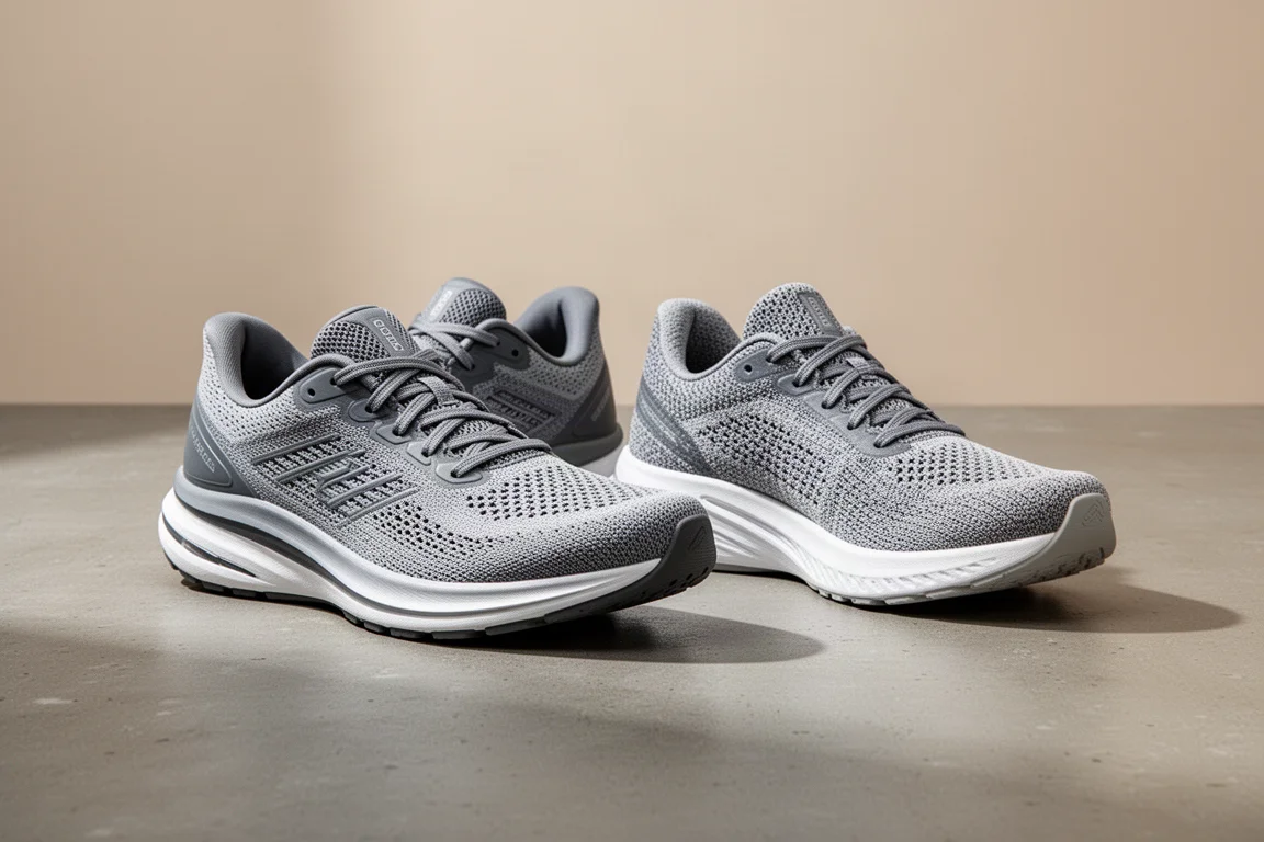 Saucony Axon 3 and Puma Velocity Nitro 2 running shoes side by side on concrete