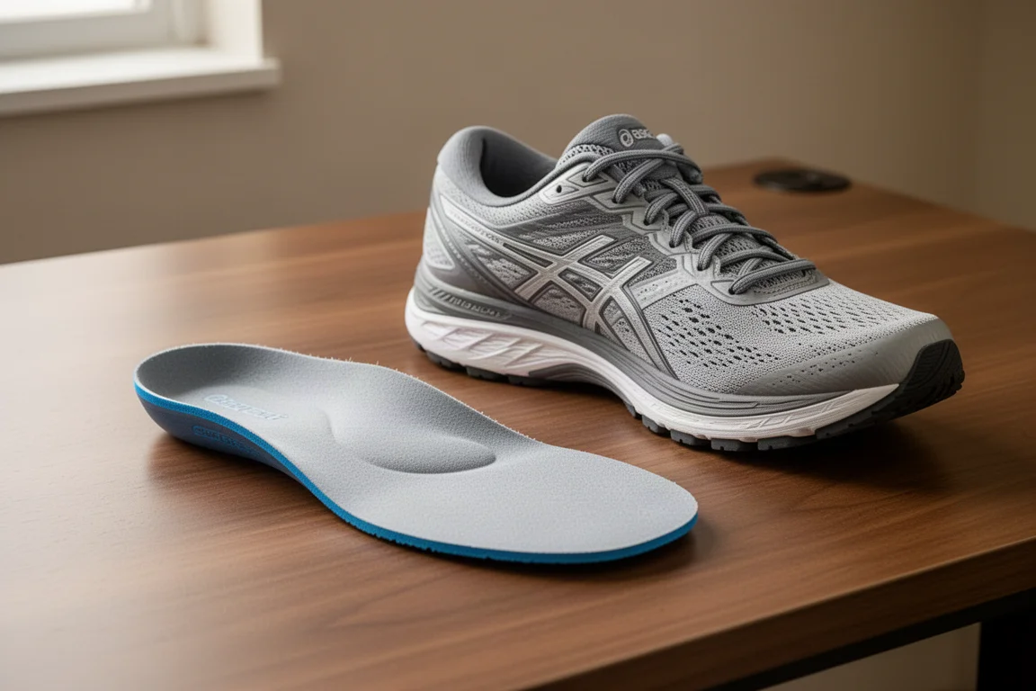 Dickes Fußbett aus einem Laufschuh entfernt, mit niedriger Gewölbeform