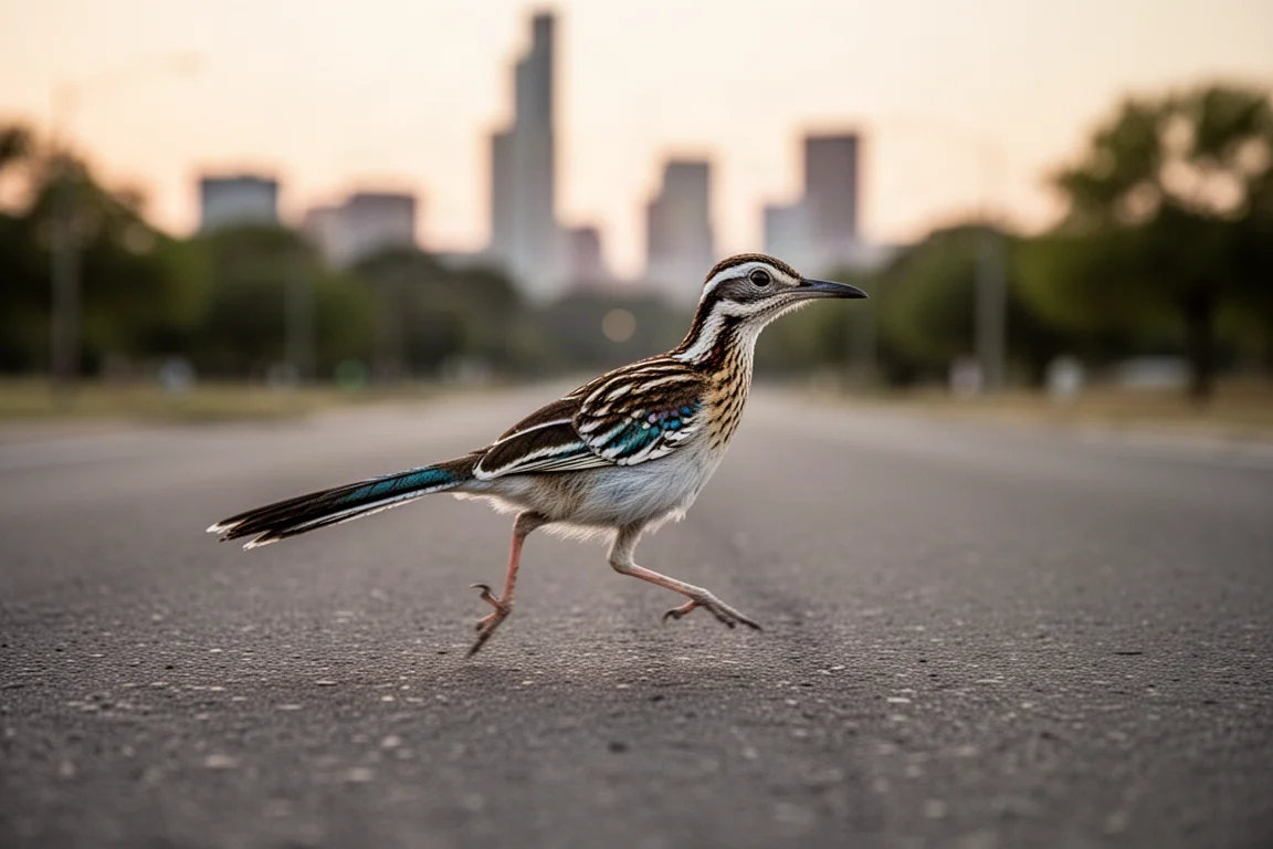 Corredor fazendo um treino de ritmo forte em uma estrada aberta ao entardecer