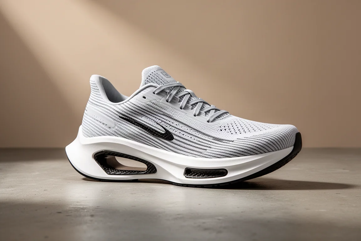 Saucony Endorphin Elite 2 — but wyścigowy z płytką węglową na betonowej powierzchni