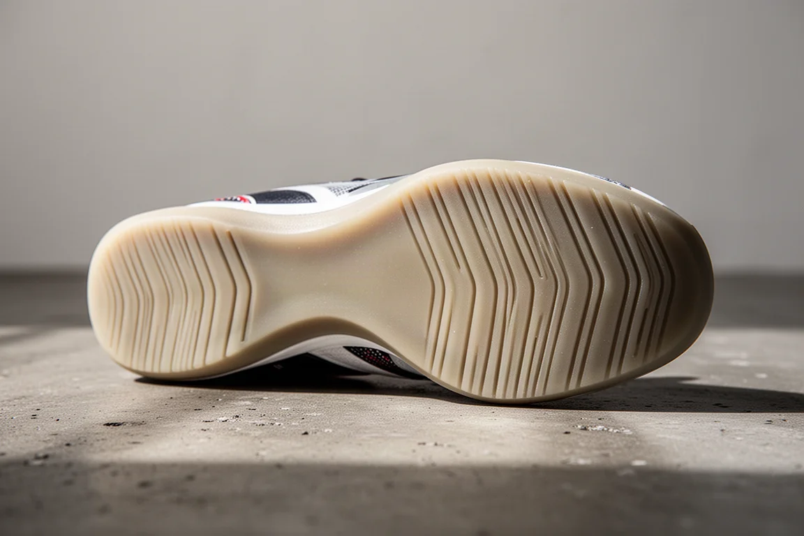 Rear view of a racing shoe heel collar showing ankle structure