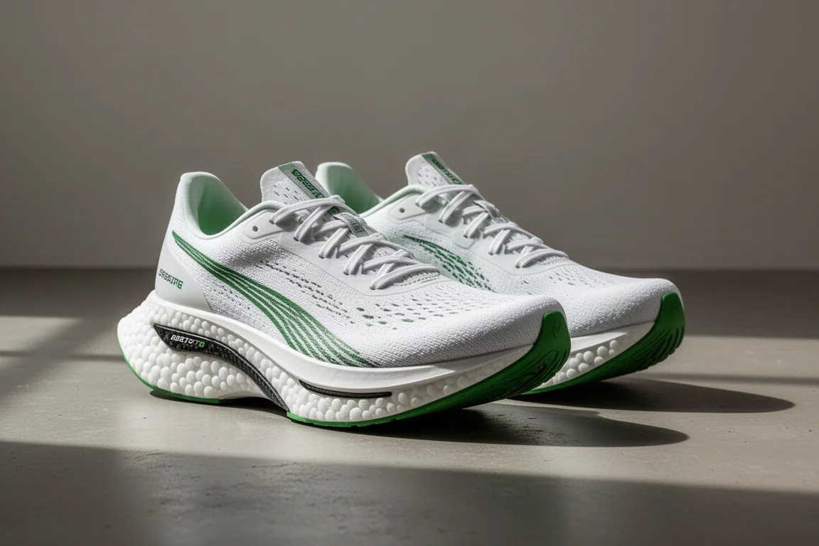 Pair of Saucony Endorphin Pro 3 racing shoes on a concrete surface